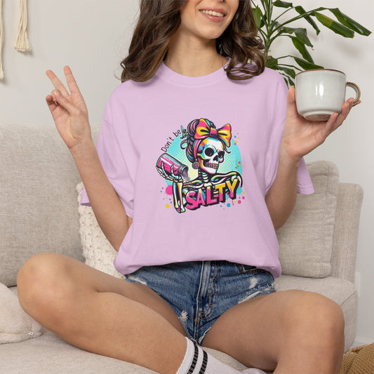 Salty Skull Graphic T-Shirt — Retro Neon Kawaii Skull Tee