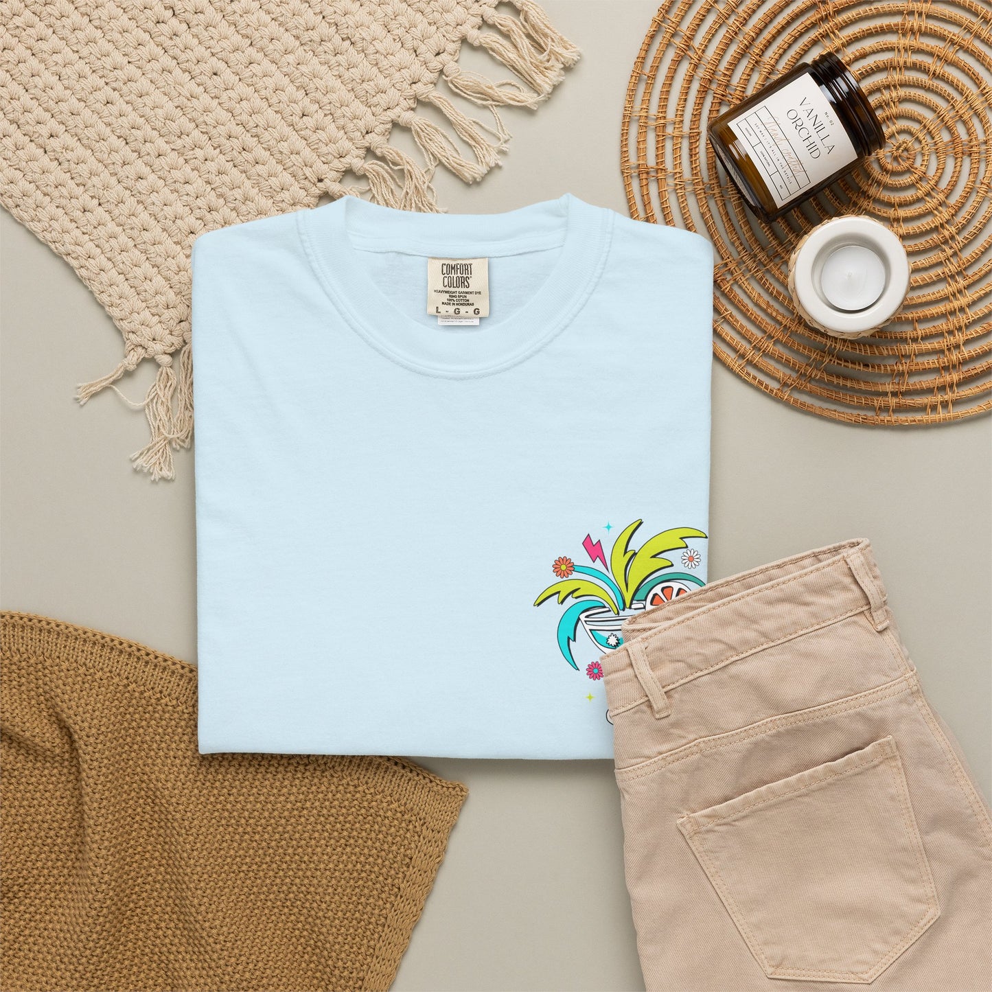 T-Shirt — "Tanned and Tipsy" Colorful Tropical Cocktail Tee