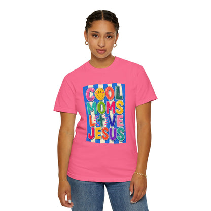 Cool Moms Love Jesus T-Shirt — Colorful Retro Christian Graphic Tee