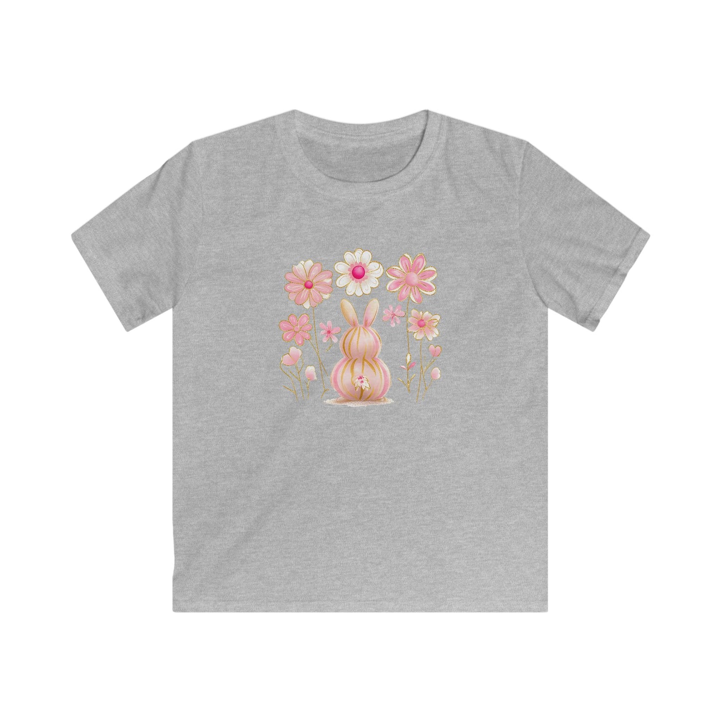 Kids Tee — Pink Floral Bunny Easter Shirt for Children