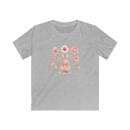 Kids Tee — Pink Floral Bunny Easter Shirt for Children