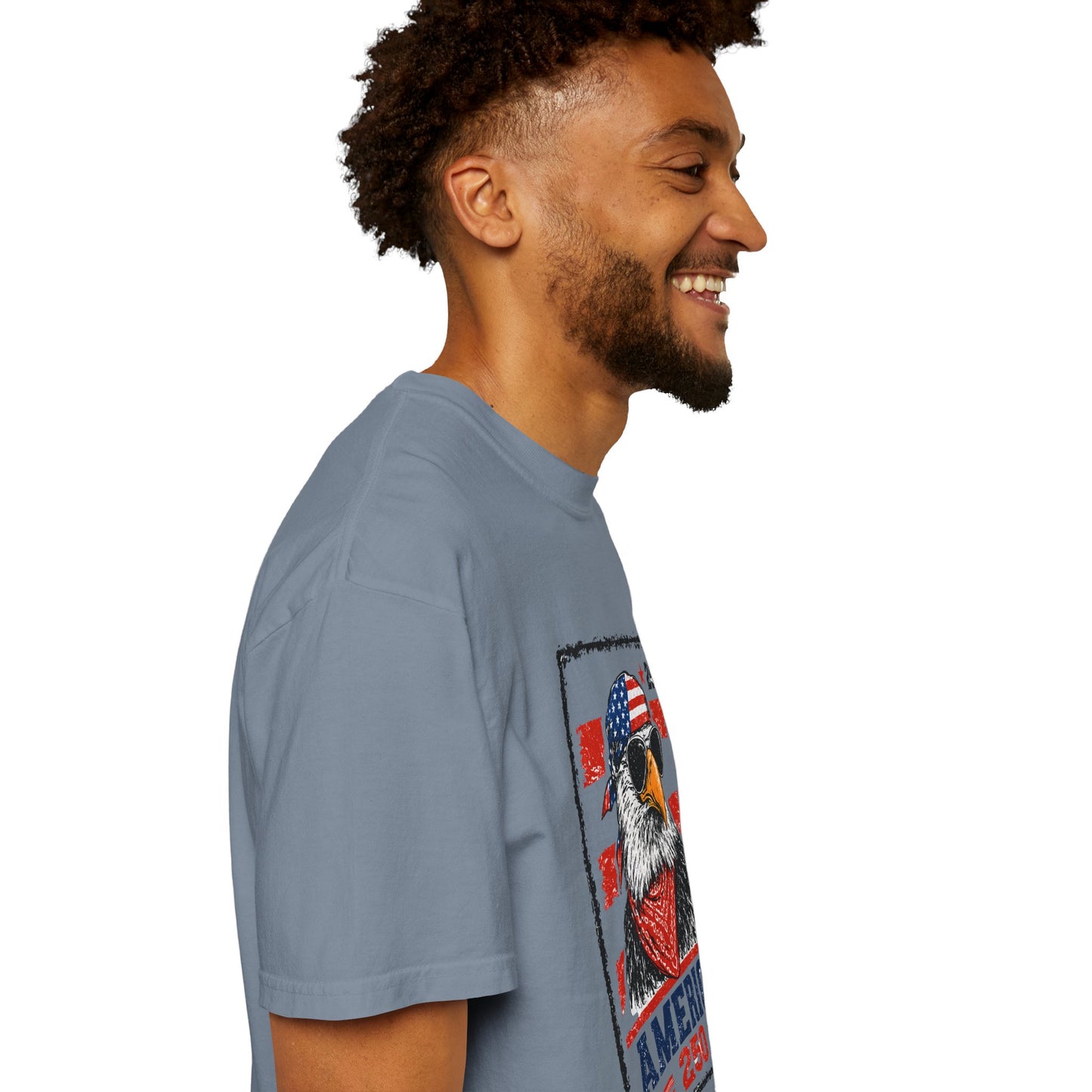 America 250 Eagle T-Shirt — Patriotic USA Flag Stamp Design
