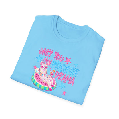 Only You Can Prevent Drama T-Shirt — Cute Llama Pool Float Graphic Tee