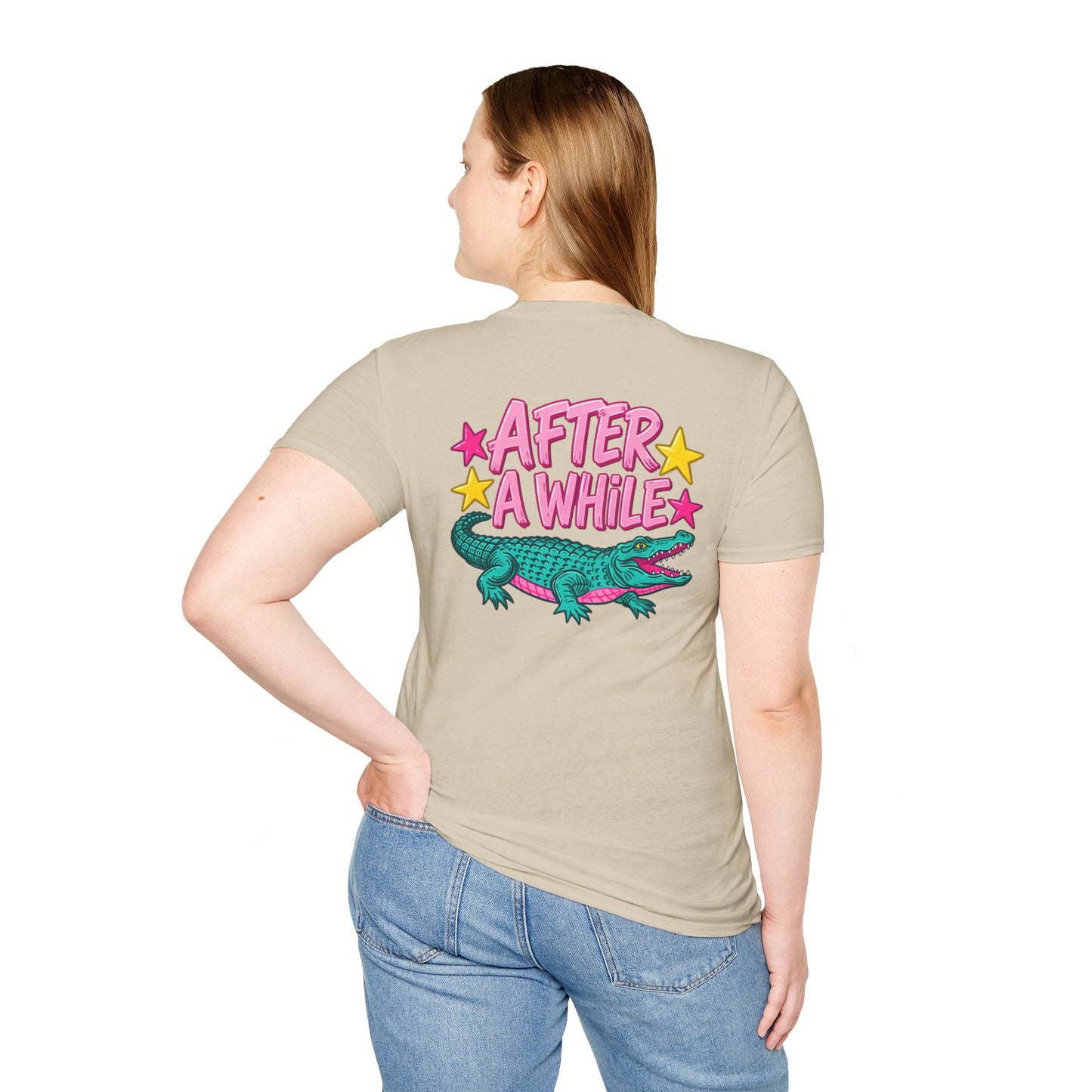 Later Alligator T‑Shirt — Retro Cartoon Gator "Later/After A While" Graphic Tee
