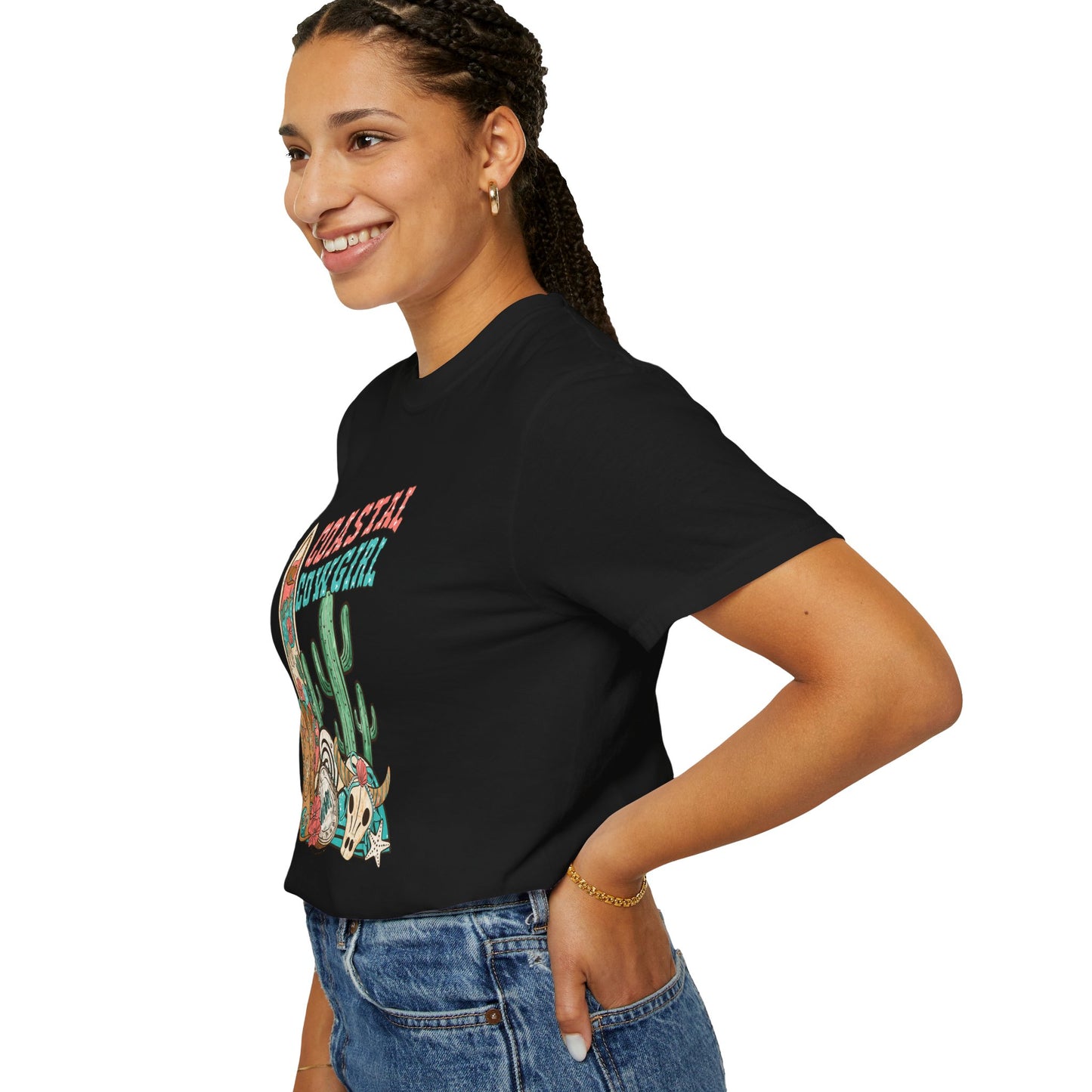 Coastal Cowgirl T-Shirt — Vintage Surf & Cactus Beach Graphic