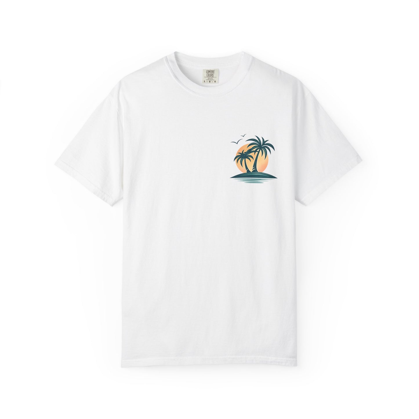 Palm Island Sunset T-Shirt — Tropical Beach Graphic Tee