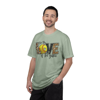Love of the Game Softball T-Shirt — Leopard Print Tennis Ball Design
