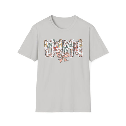 Mama Floral Typography T-Shirt — 'MAMA' Bow Graphic, Cute Mother's Day Gift