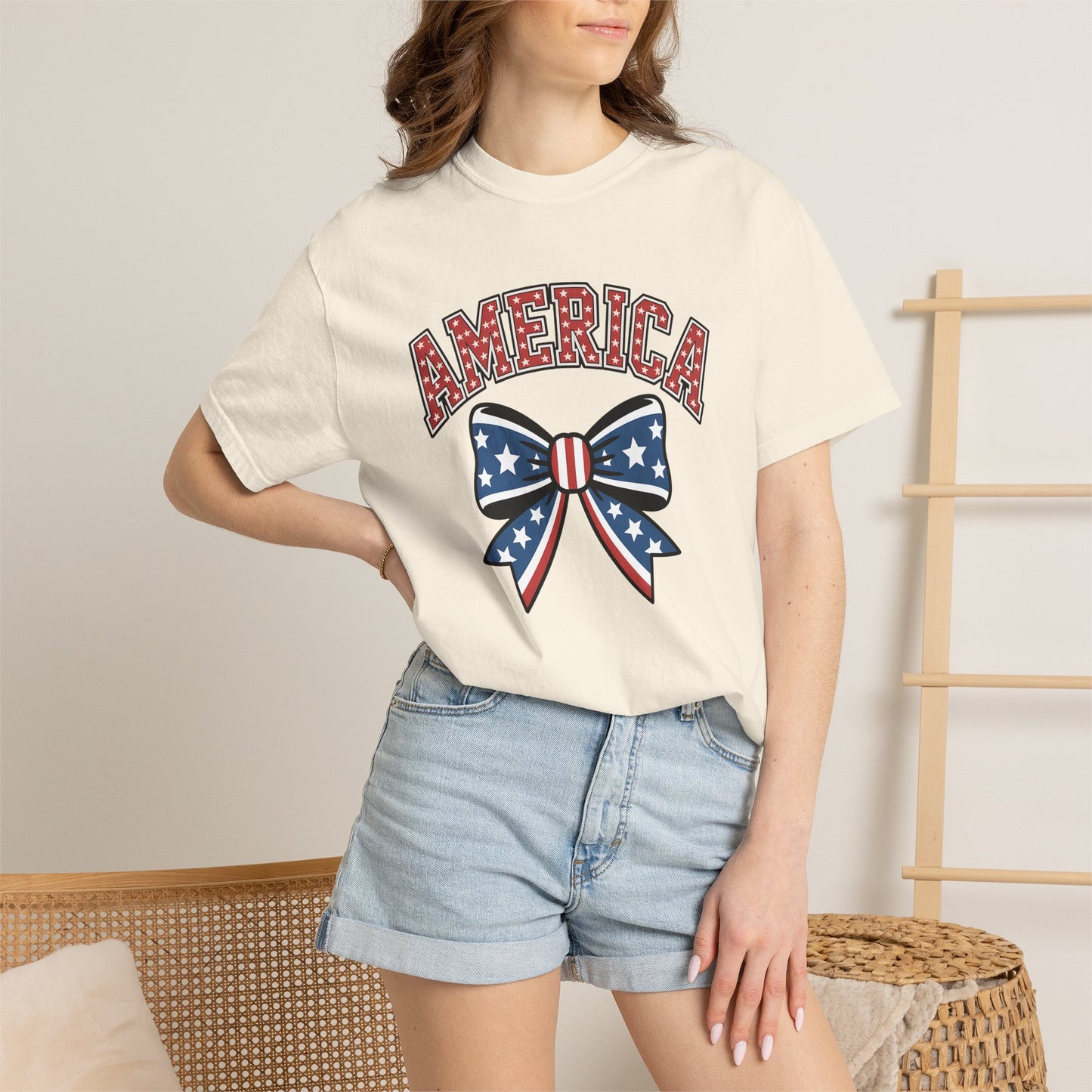 America Patriotic Bow T-Shirt — Stars & Stripes Fourth of July Tee