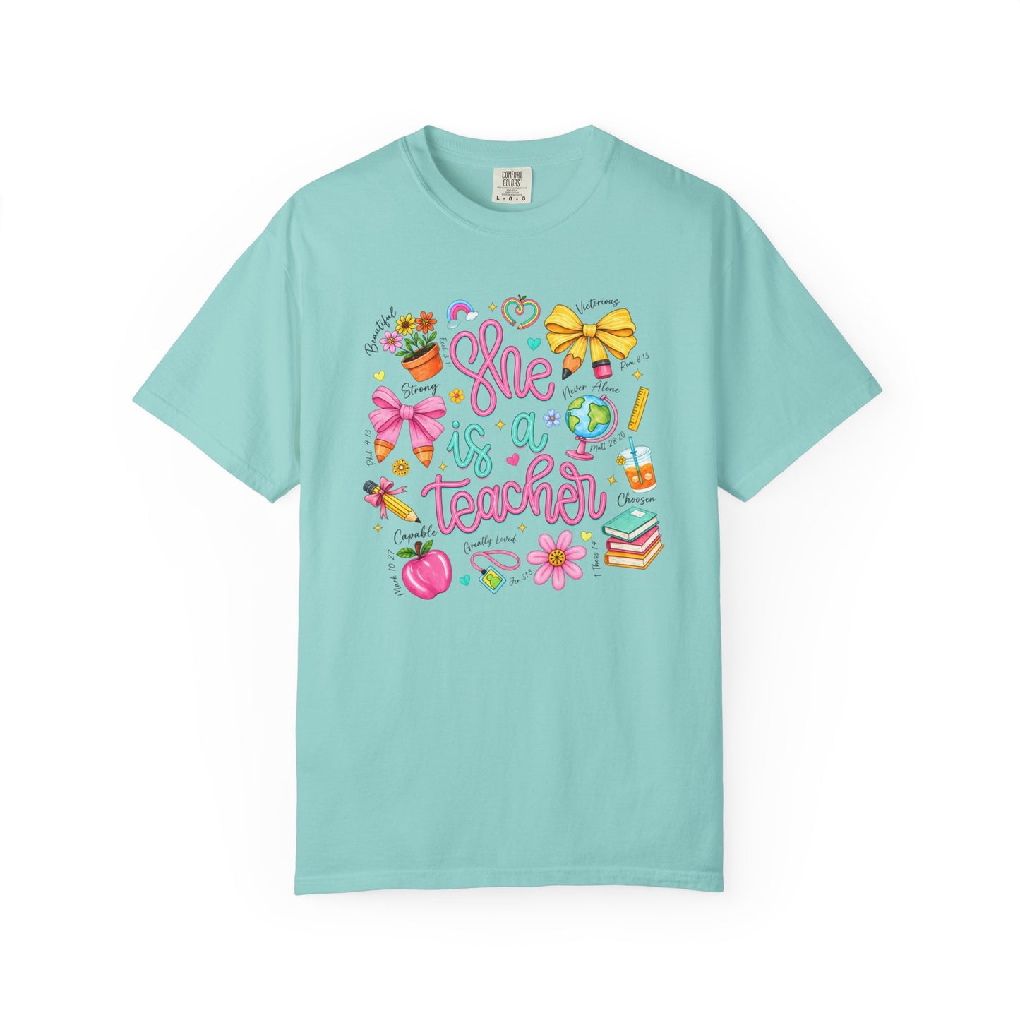Teacher T-Shirt — "She is a Teacher" Cute School Supplies Design