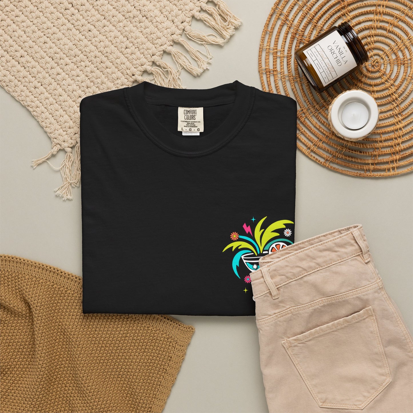T-Shirt — "Tanned and Tipsy" Colorful Tropical Cocktail Tee