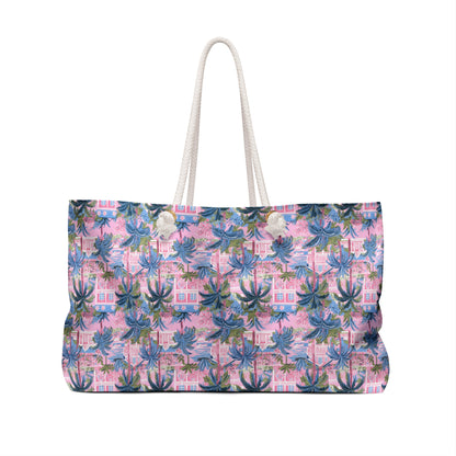 Tropical Palm Weekender Bag – Pink Miami Beach Tote