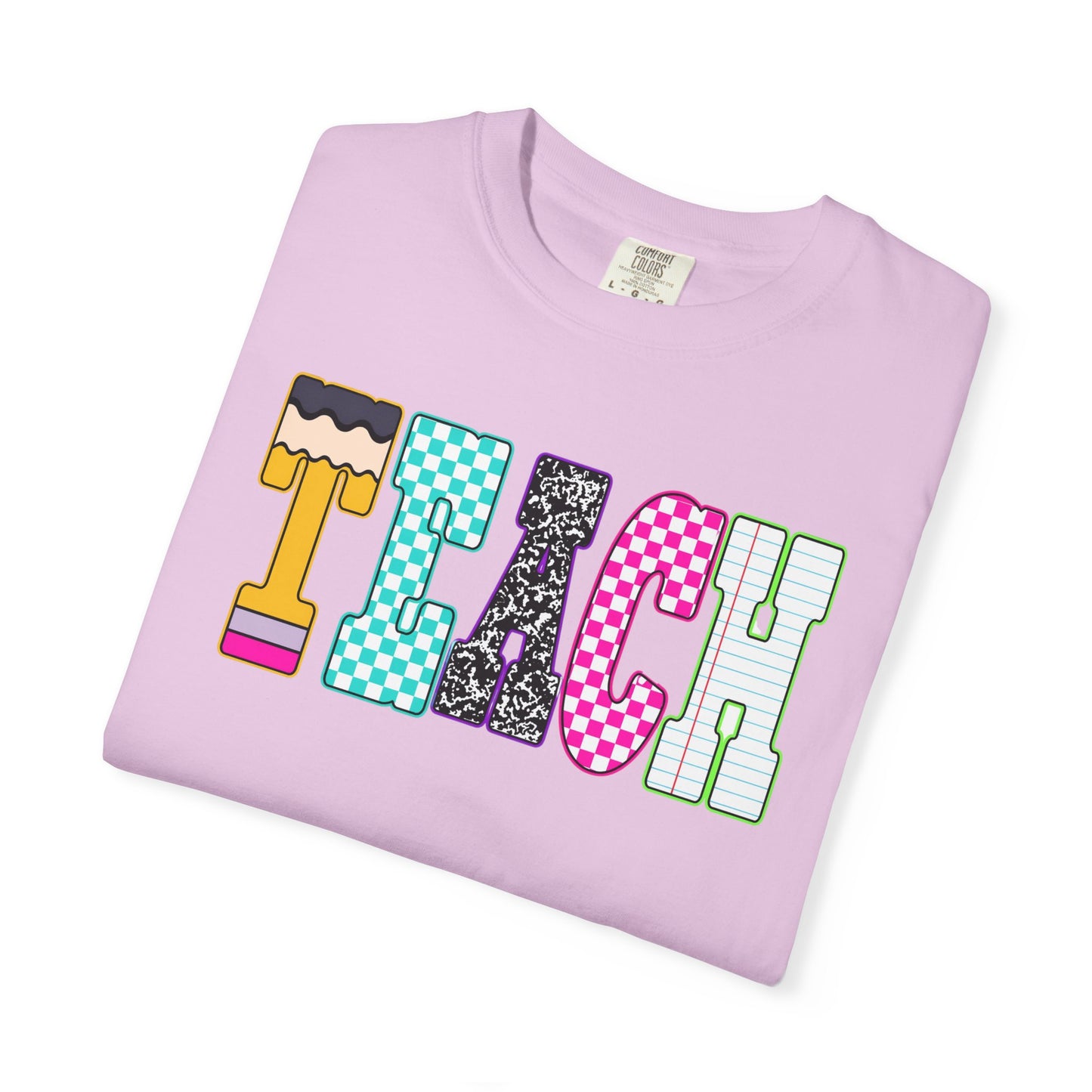 Teach Colorblock Graphic T-Shirt — Fun Teacher Appreciation Tee