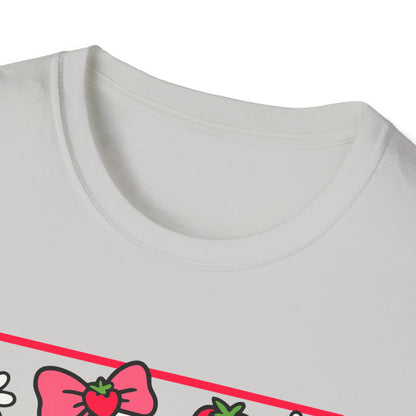 Cute Goose on Scooter T‑Shirt — Strawberry & Bow Graphic Tee