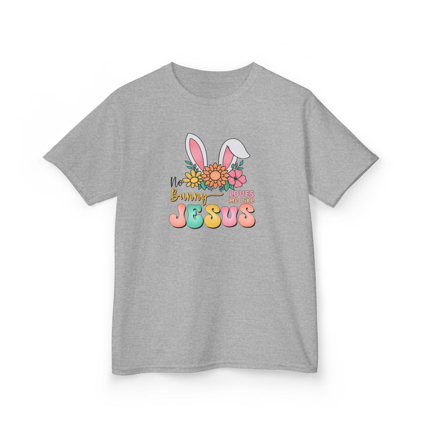 Kids Tee — "Hippie Bunny Jesus" Pastel Easter Graphic