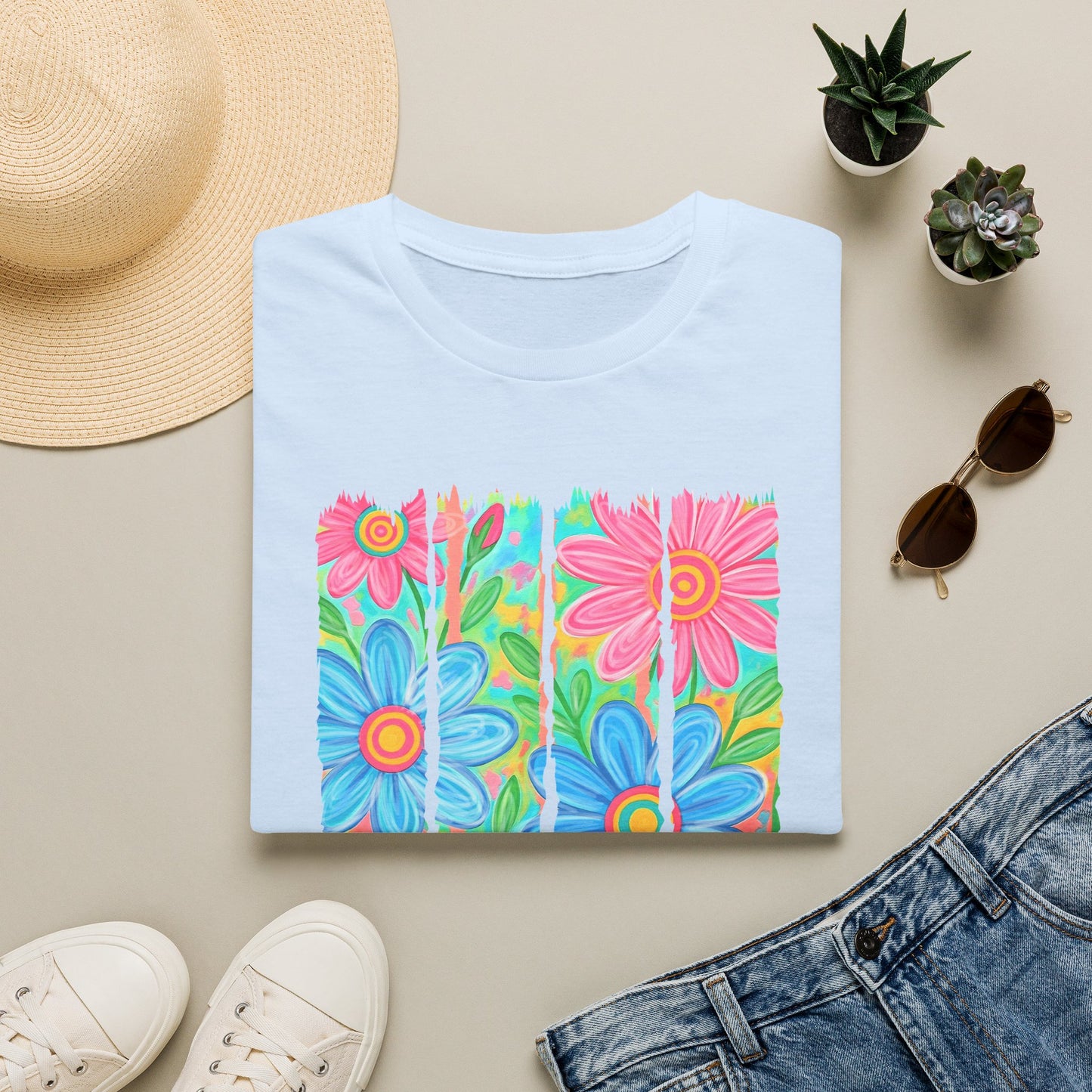Summer vibes floral tee- Gildan softstyle