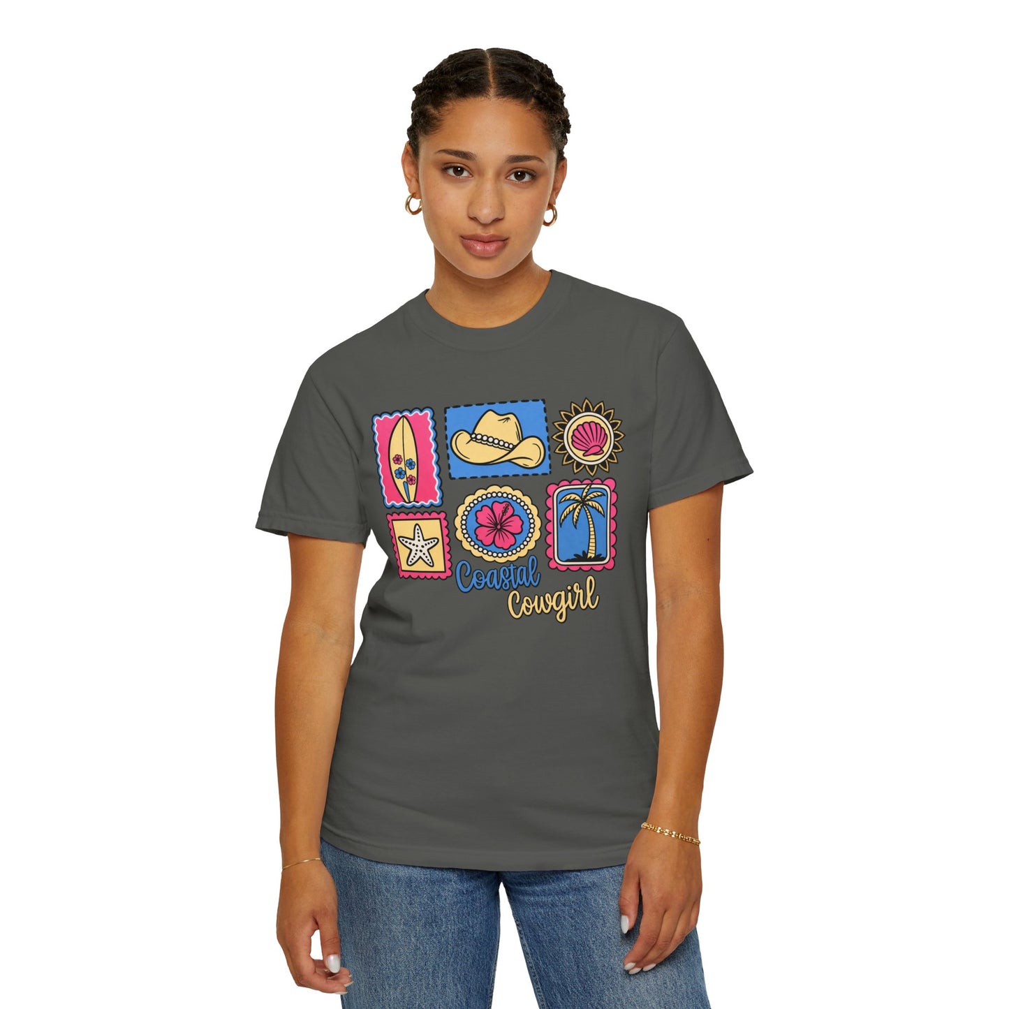 Coastal Cowgirl Graphic T-Shirt — Retro Beach Icons Tee