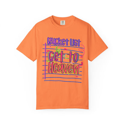 Get to Heaven T-Shirt — "Bucket List" Colorful Notebook Graphic