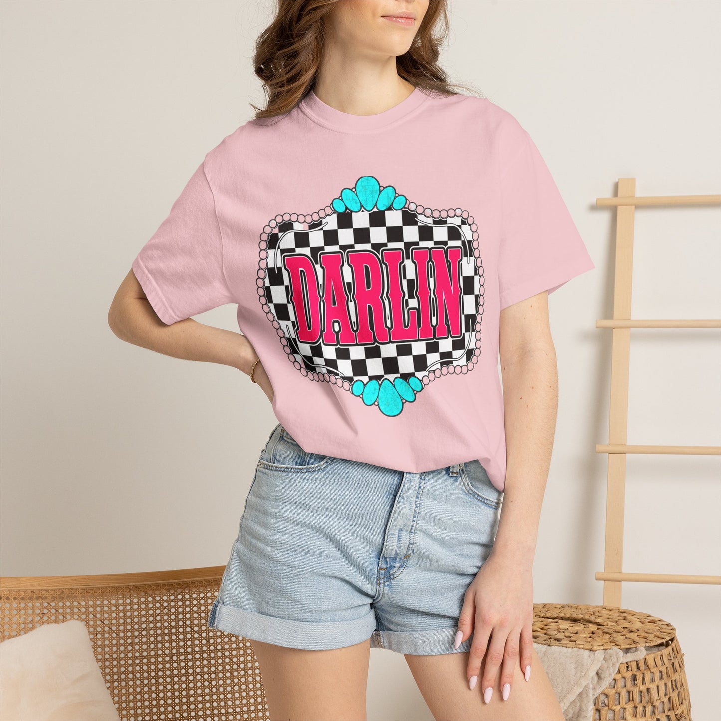 Darlin' Checkerboard Graphic T-Shirt
