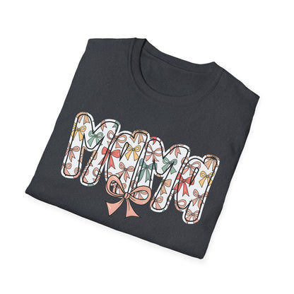 Mama Floral Typography T-Shirt — 'MAMA' Bow Graphic, Cute Mother's Day Gift