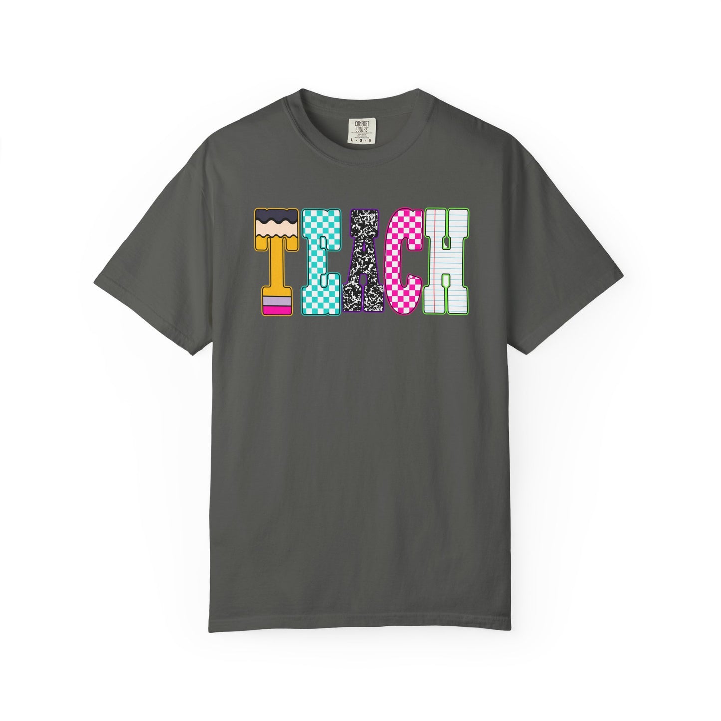 Teach Colorblock Graphic T-Shirt — Fun Teacher Appreciation Tee