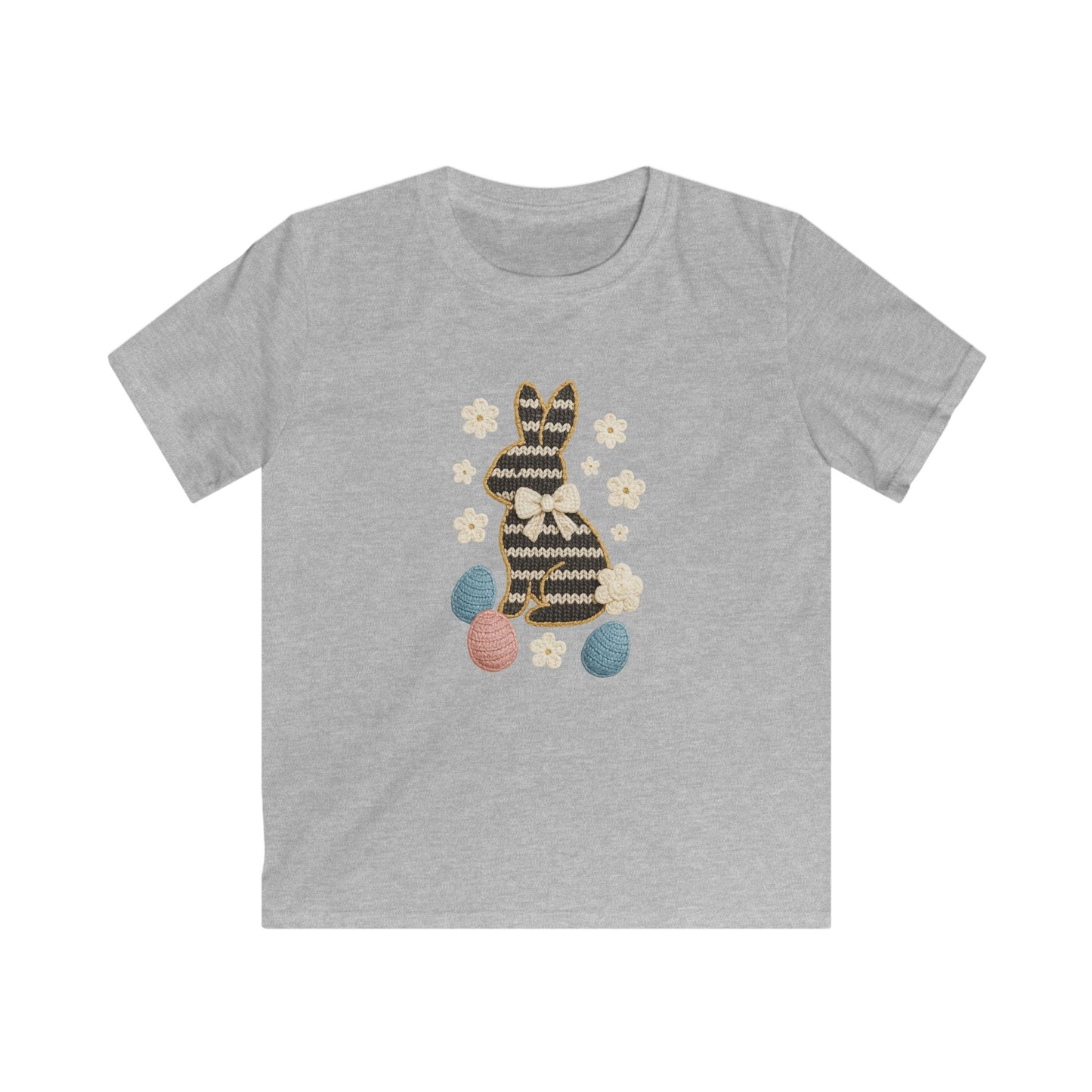 Kids Tee — Patterned Easter Bunny with Eggs Graphic