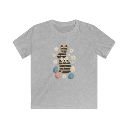 Kids Tee — Patterned Easter Bunny with Eggs Graphic
