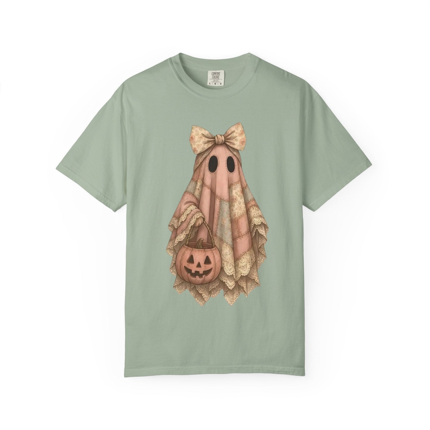 Halloween Ghost Girl T-Shirt — Vintage Cute Trick-or-Treat Pumpkin Tee