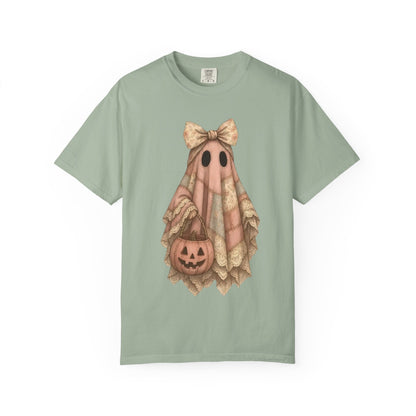 Halloween Ghost Girl T-Shirt — Vintage Cute Trick-or-Treat Pumpkin Tee