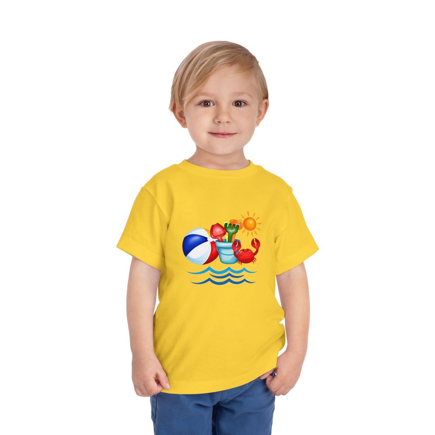 Toddler Tee — Colorful Beach Crab & Sand Pail Summer Shirt