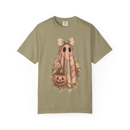 Halloween Ghost Girl T-Shirt — Vintage Cute Trick-or-Treat Pumpkin Tee