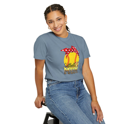 Softball Mom T-Shirt — Vintage Softball Graphic with Bandana Accent