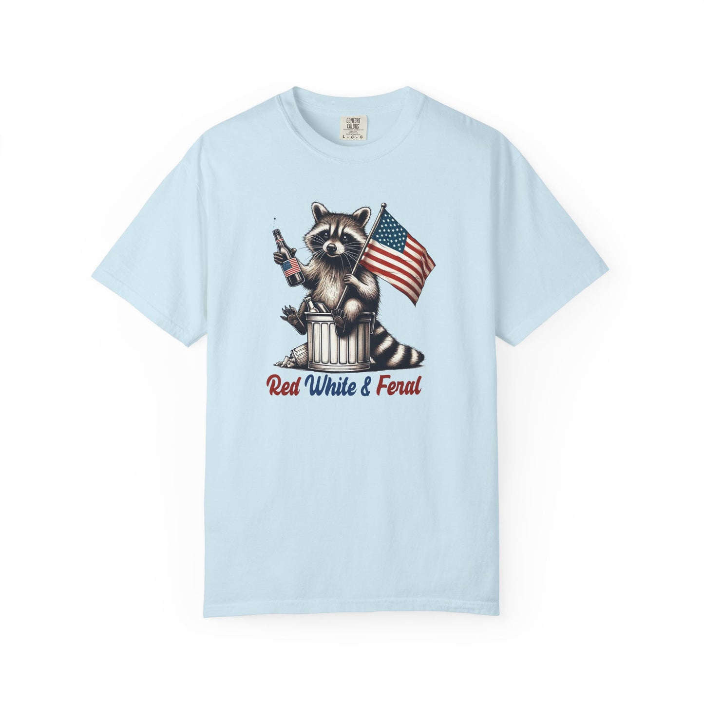Patriotic Raccoon T-Shirt — "Red White & Feral" American Flag Graphic