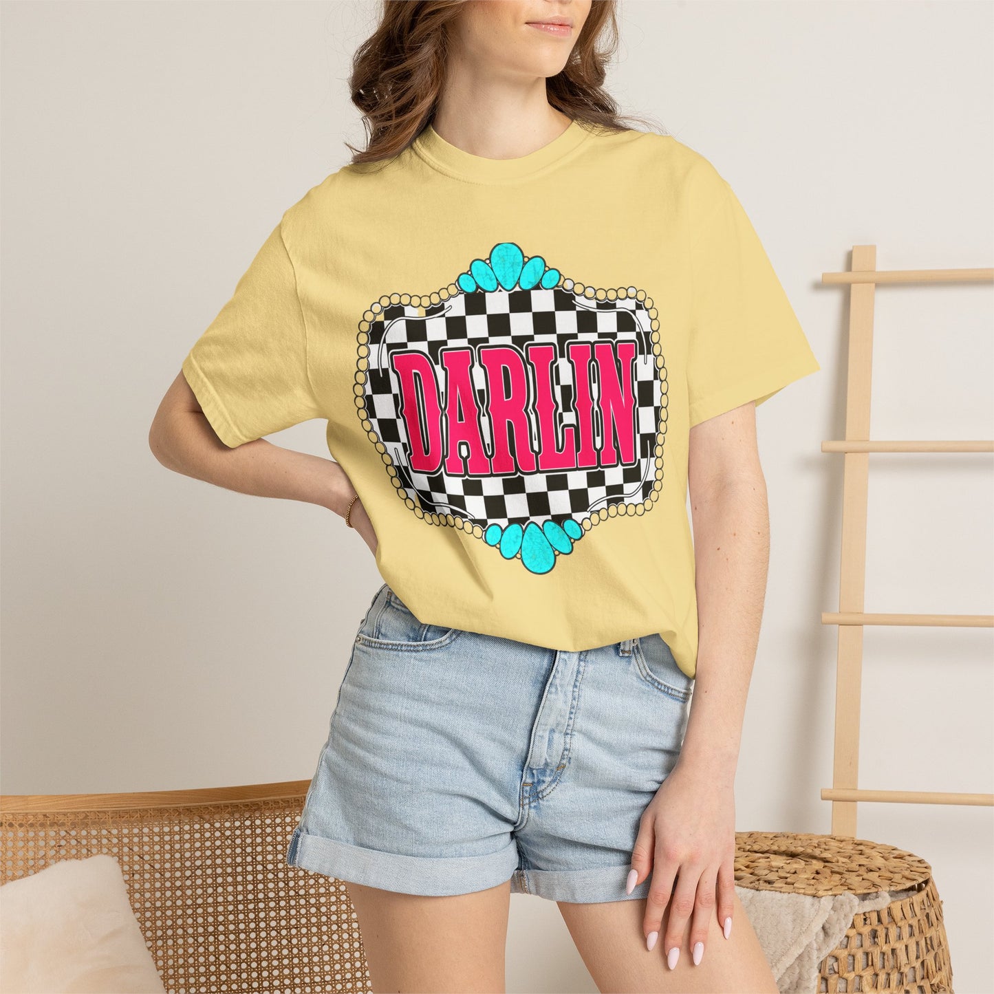 Darlin' Checkerboard Graphic T-Shirt