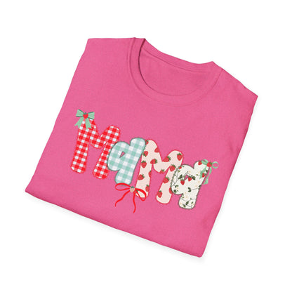 Mama Patterned Patchwork T-Shirt — Floral & Gingham "Mama" Design, Cute Mother's Day Gift