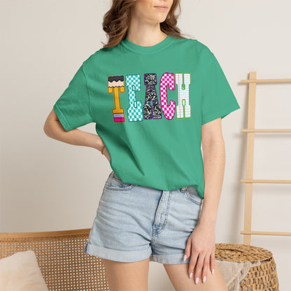 Teach Colorblock Graphic T-Shirt — Fun Teacher Appreciation Tee