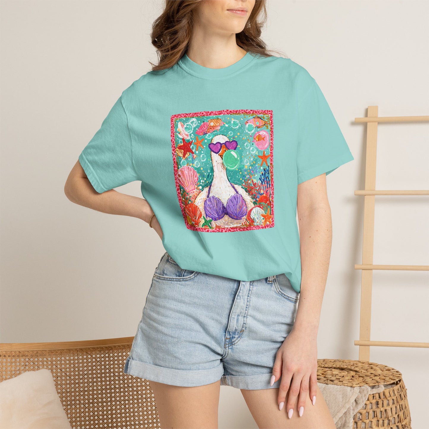 Goose in Bikini Beach T-Shirt — Cute Retro Seaside Graphic Tee