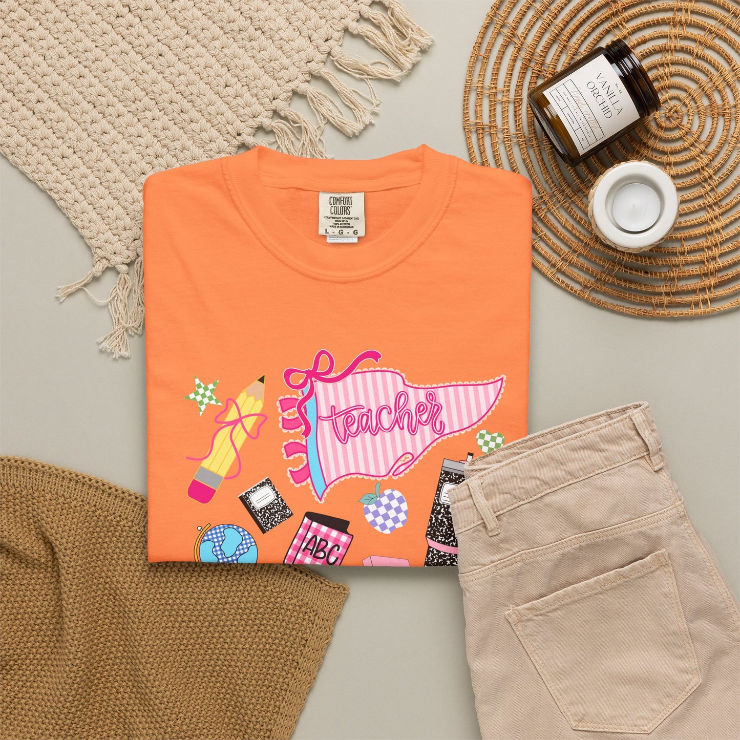 Teacher Essentials T-Shirt — Fun School Supplies Graphic