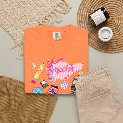 Teacher Essentials T-Shirt — Fun School Supplies Graphic