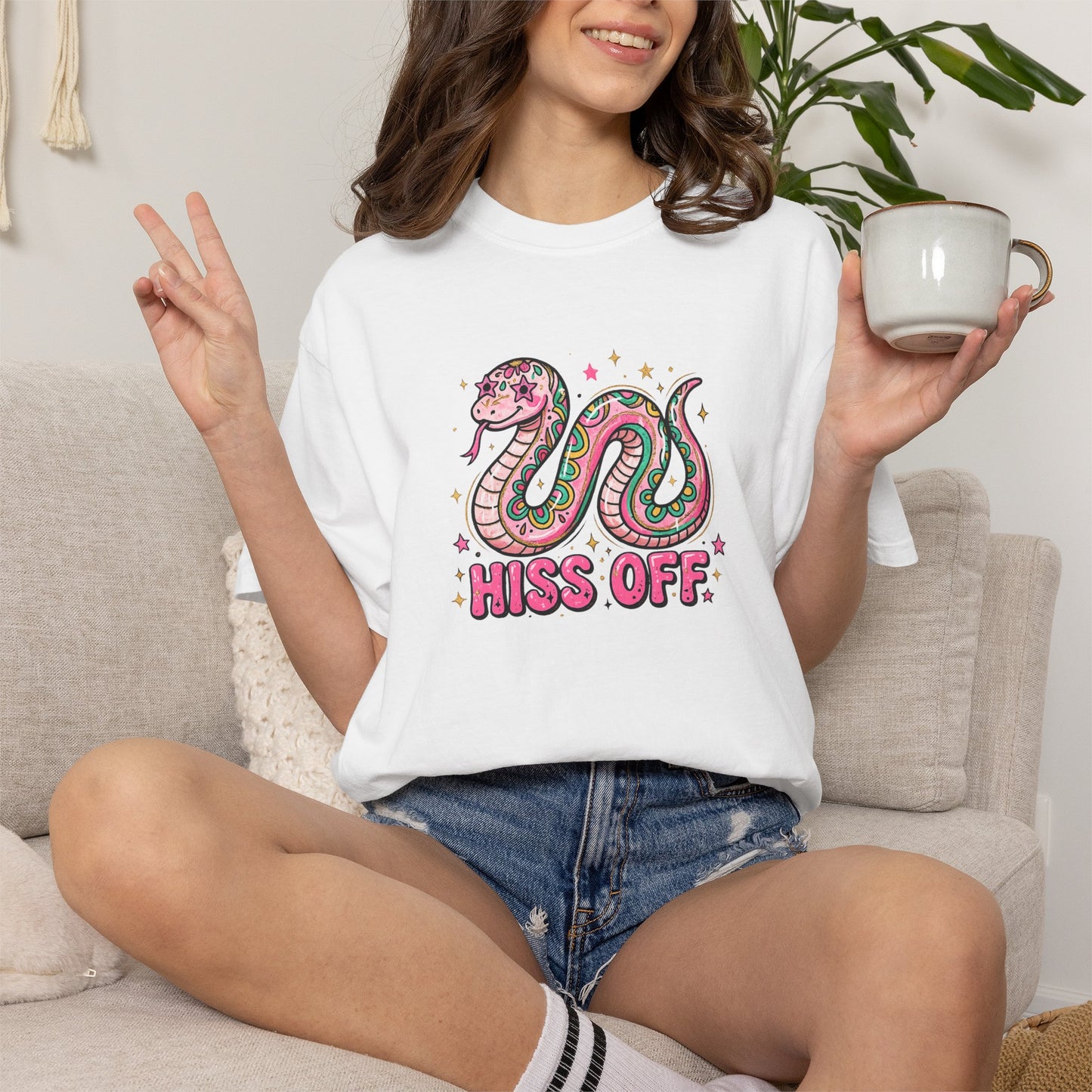 Snake "Hiss Off" Graphic T-Shirt — Retro Cute Reptile Tee