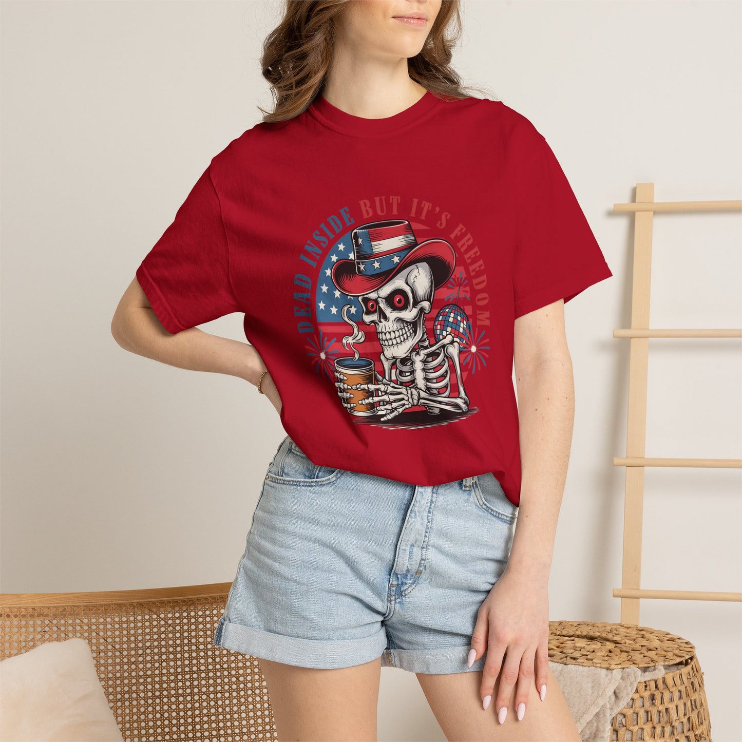 Patriotic Skeleton 'Dead Inside But It's Freedom' T-Shirt