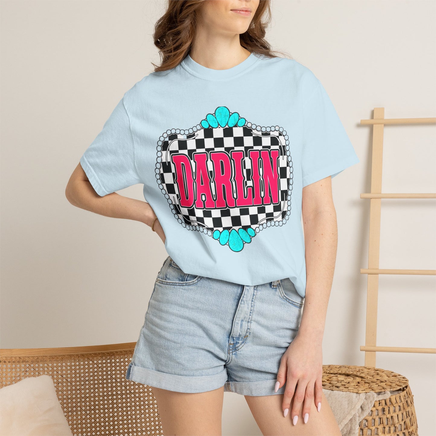 Darlin' Checkerboard Graphic T-Shirt