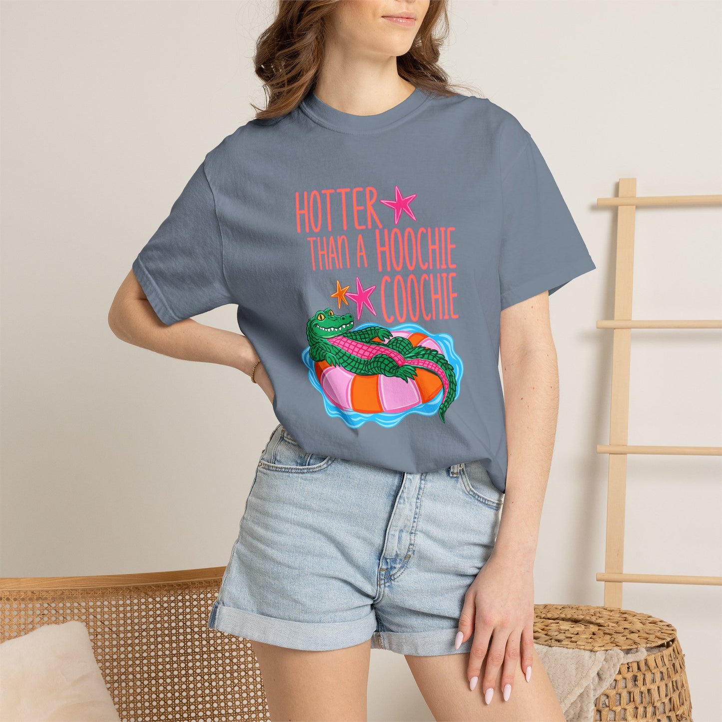 T-Shirt — "Hotter Than a Hoochie Coochie" Gator Pool Graphic Tee