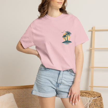 Palm Island Sunset T-Shirt — Tropical Beach Graphic Tee