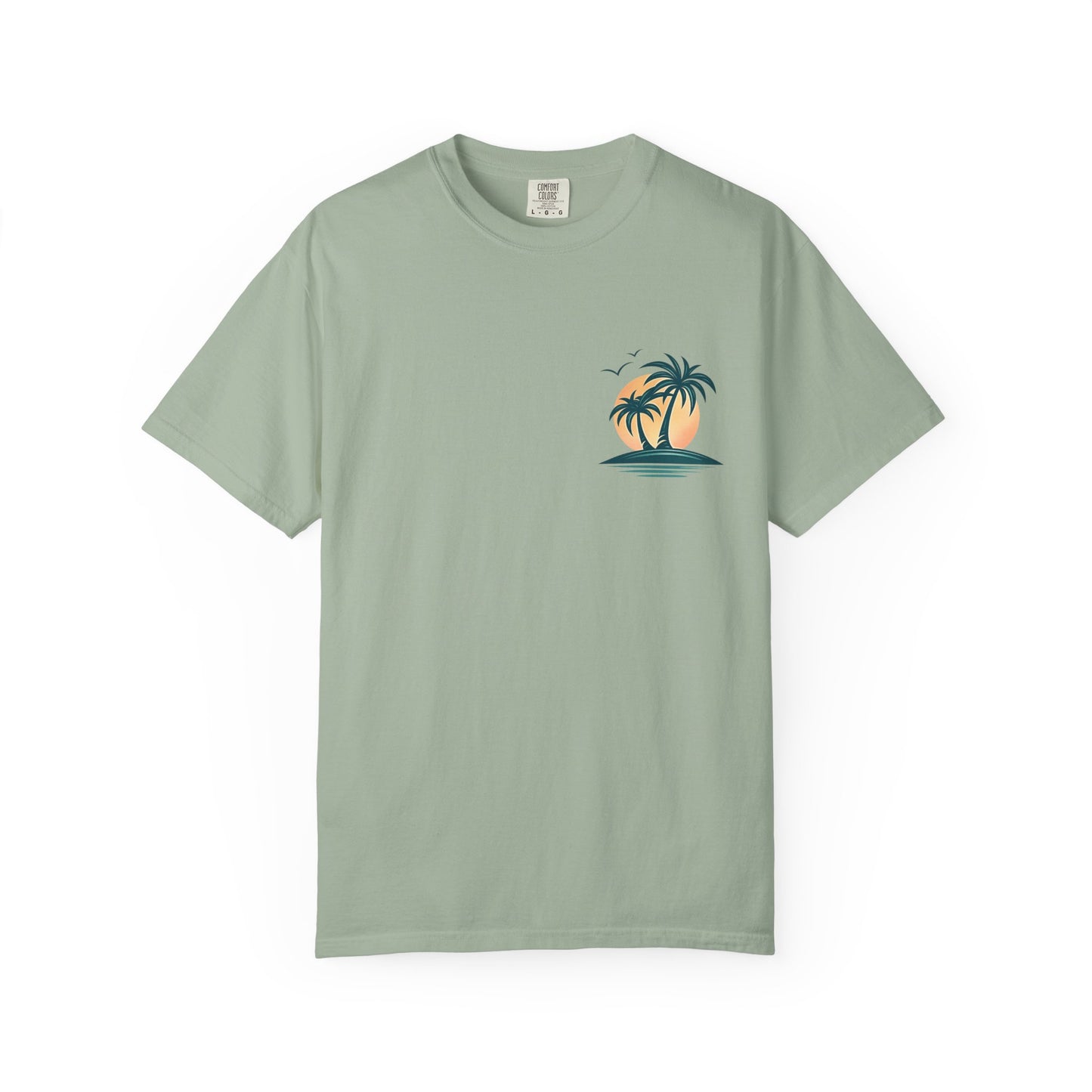 Palm Island Sunset T-Shirt — Tropical Beach Graphic Tee