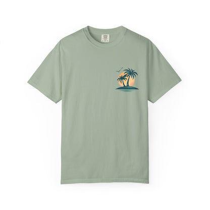 Palm Island Sunset T-Shirt — Tropical Beach Graphic Tee