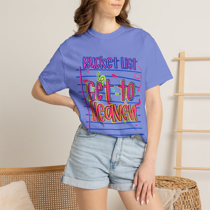 Get to Heaven T-Shirt — "Bucket List" Colorful Notebook Graphic