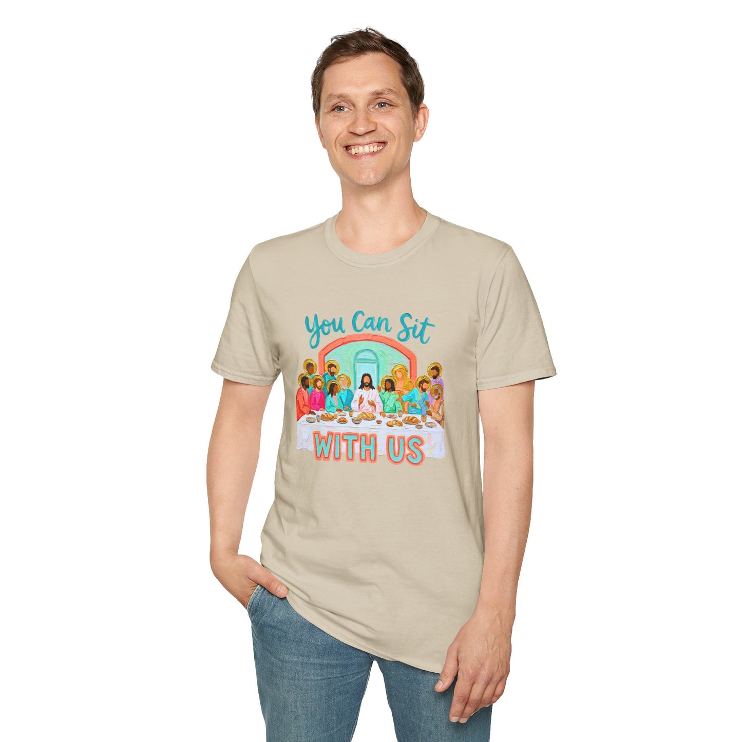 You Can Sit With Us T-Shirt — Inclusive Retro Last Supper Graphic Tee