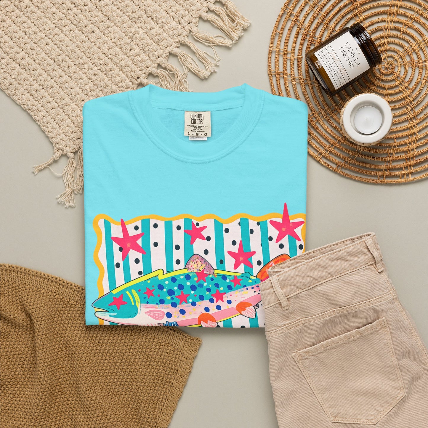 Fish Pattern T-Shirt — Colorful Retro Sea Life Graphic Tee