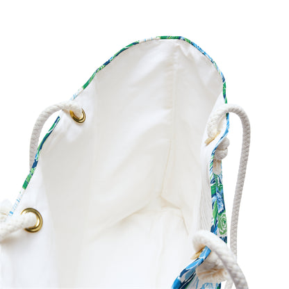 Blue Floral Weekender Bag — Tropical Beach Travel Tote